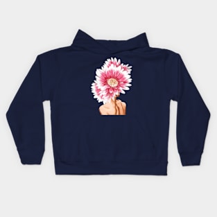 Girl with beautiful flowers instead of a head. Kids Hoodie